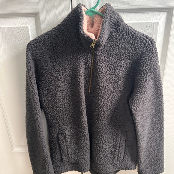 Old Navy Sweaters - Old Navy Charcoal Jacket with Soft Pink Interior